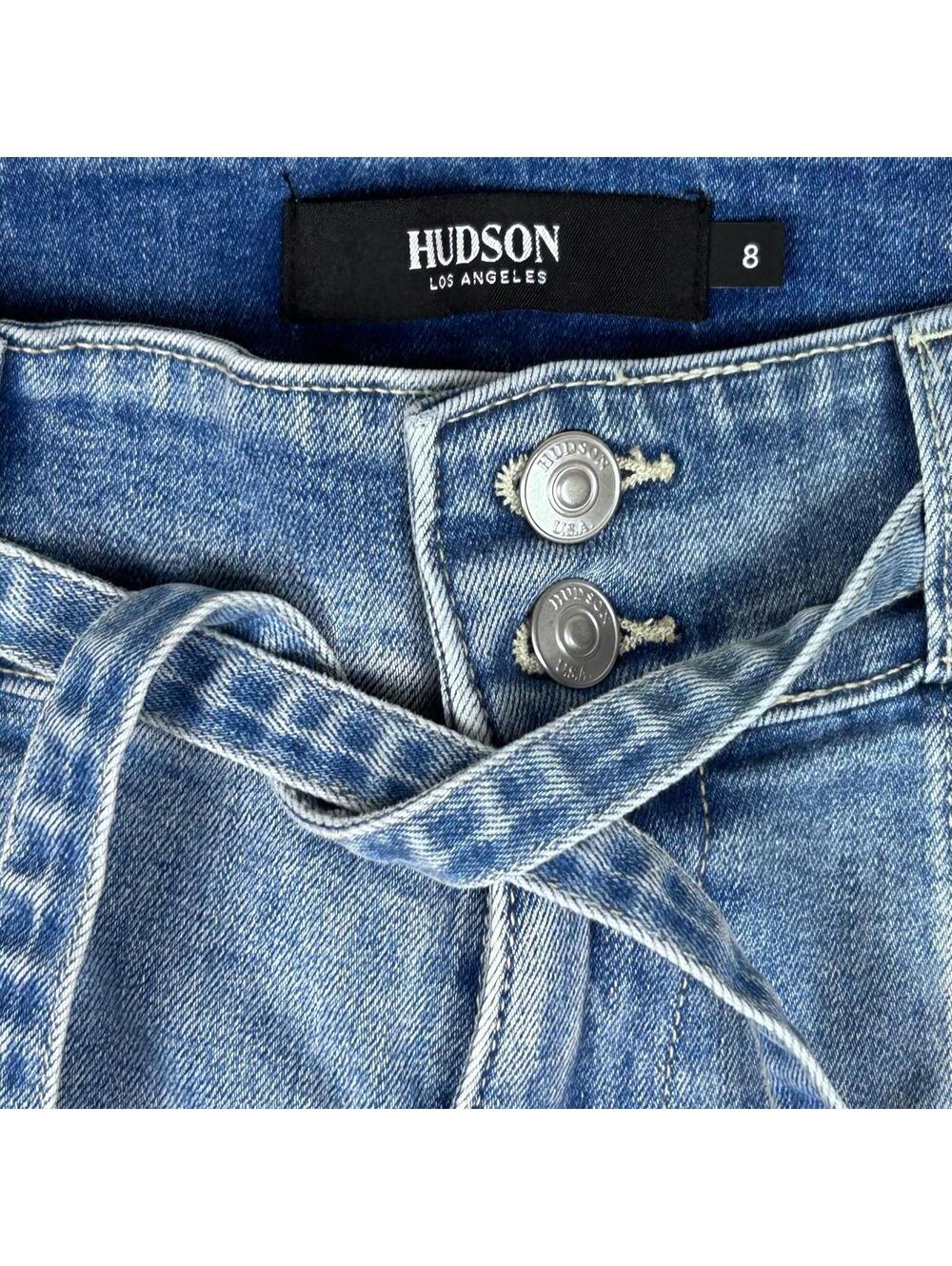 Hudson Los Angeles Womens Wide Leg Belted Jeans Size 8/29 Blue Faded Denim - Picture 6 of 12